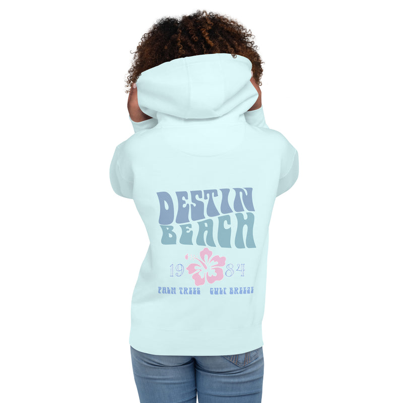 Destin Florida Beach Hoodie Palm Trees Gulf Breeze Pink Hibiscus 1984