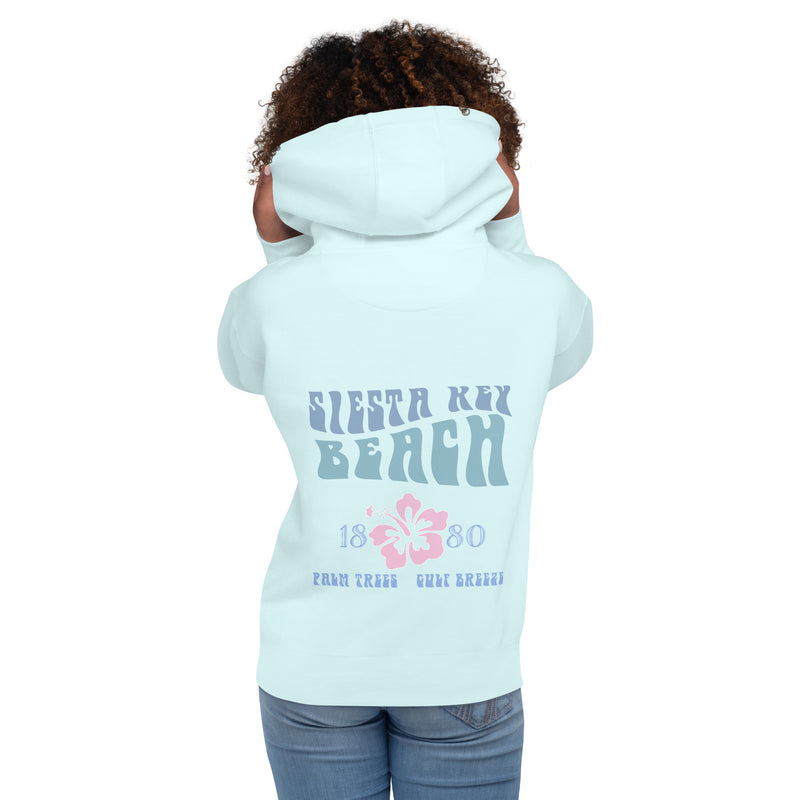 Premium Siesta Key Beach Hoodie Fleece Vintage Style Hibiscus