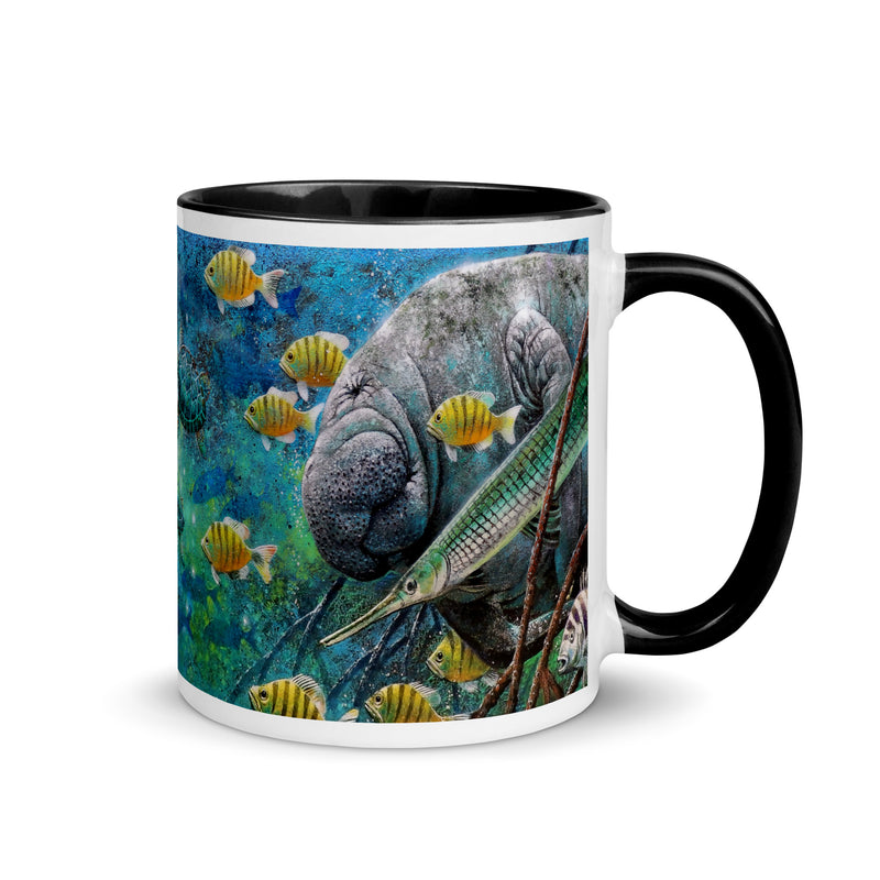  Manatees and Sea Turtle Aquatic Florida Aquatic Scene Coffee Mug