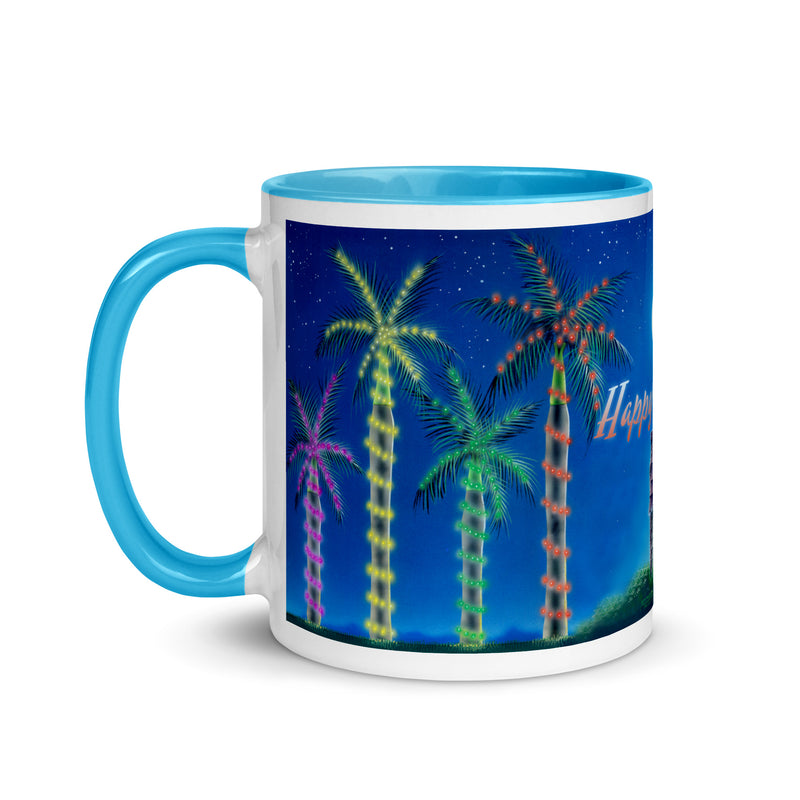 Happy Holidays Beach House Ceramic Coffee Mug Christmas Lights Palm Trees Jimmy Buffett Christmas Island Mele Kalikimaka 