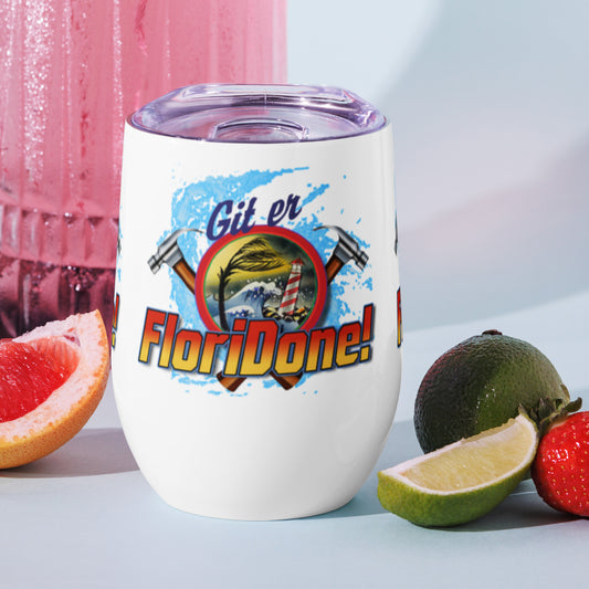 FloriDone Hurricane Ian Wine Tumbler 12 Ounce