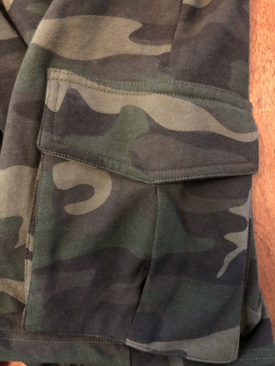 Pre-Order Men's French Terry Cotton Wholesale Military Green Camo Cargo Shorts